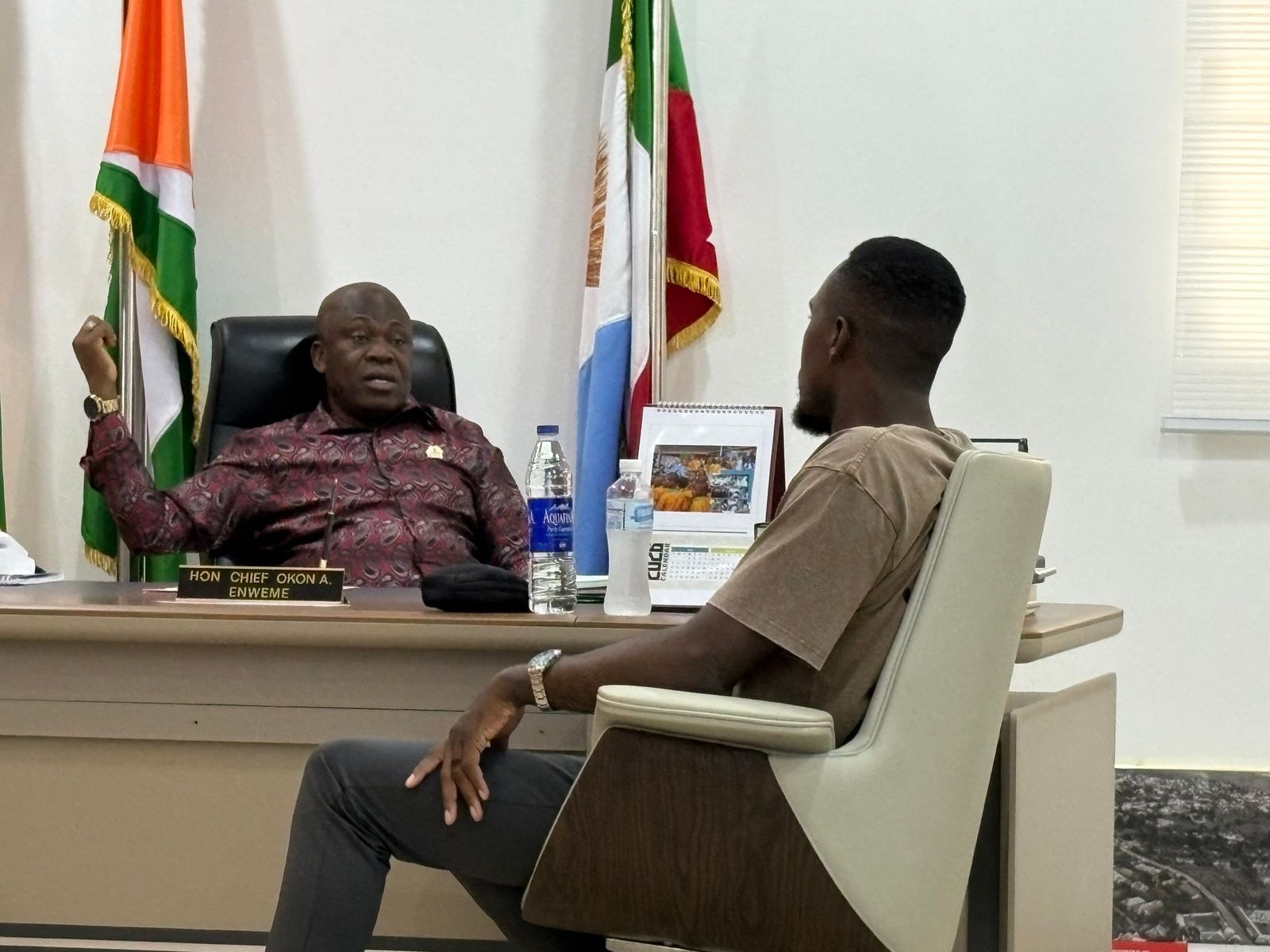 The Executive Chairman of Oron Local Government Area sharing his vision for the community with Pr. Joseph Ante