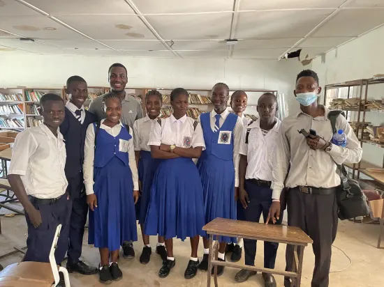 Foundation team visiting school staff, classrooms and library, The Gambia, 2022