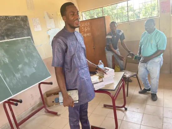 Foundation team visiting school staff, classrooms and library, The Gambia, 2022