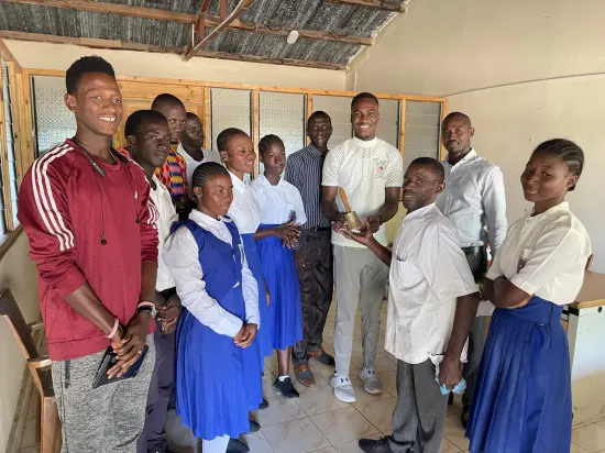 Foundation team with a donated first aid kit, The Gambia, 2022